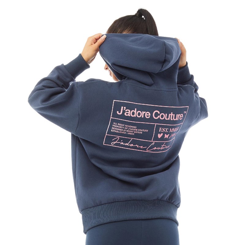 JDR-CTR Womens Document Oversized Hoodie Navy