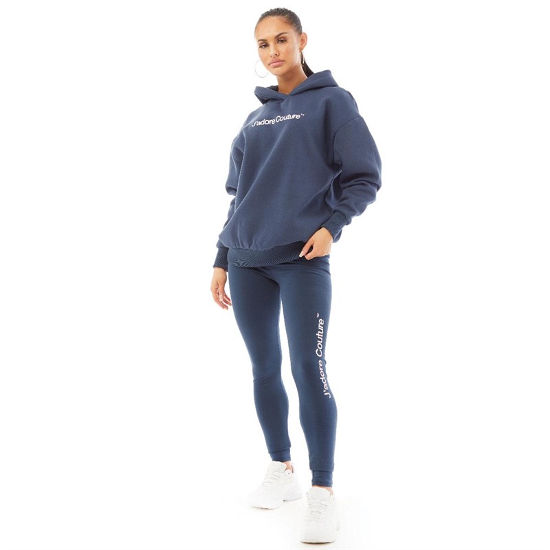 JDR-CTR Womens Document Oversized Hoodie Navy