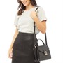 Elle Womens Embossed Satchel Bag Black