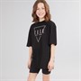Elle Girls Triangle Logo Oversize T-Shirt And Cycling Shorts Set Black