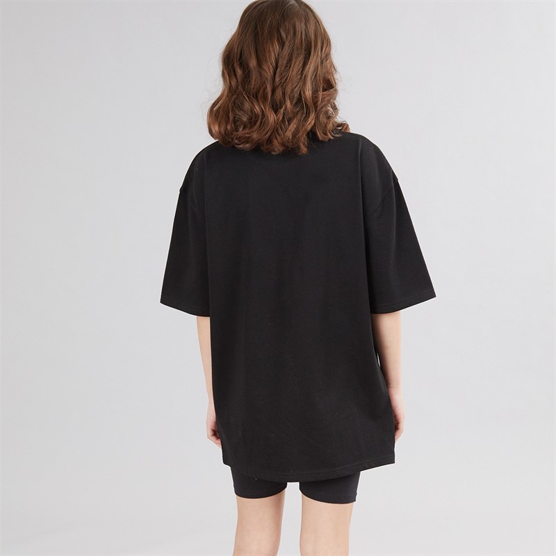 Elle Girls Triangle Logo Oversize T-Shirt And Cycling Shorts Set Black