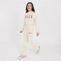 Elle Girls Balloon Sleeve Sweatshirt And Wide Leg Joggers Set Vanilla Cream