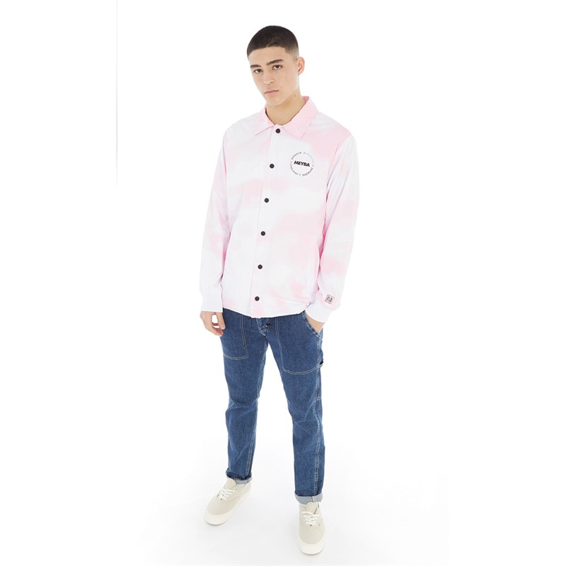 MEYBA Mens Tie Dye Coach Jacket White/Pink
