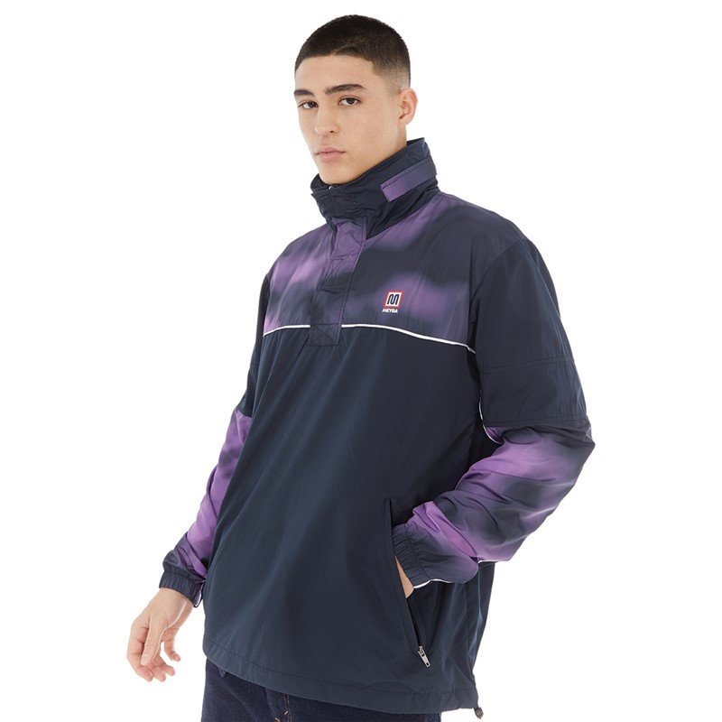 MEYBA Mens Tie Dye Packaway Training Jacket Navy/Purple