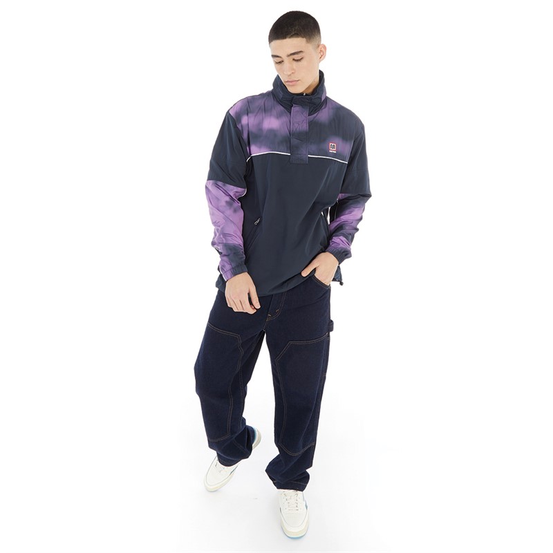MEYBA Mens Tie Dye Packaway Training Jacket Navy/Purple