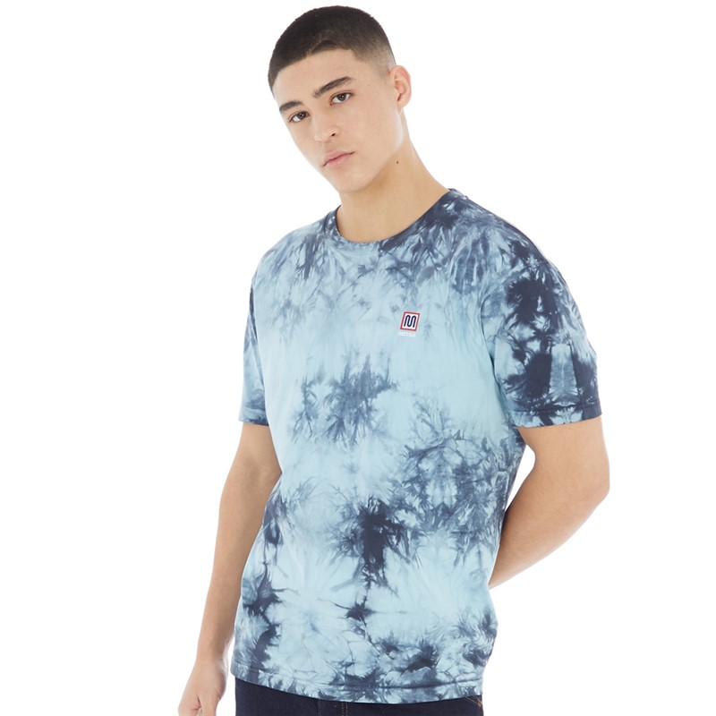 MEYBA Mens Cotton Tie Dye T-Shirt Navy/Sky