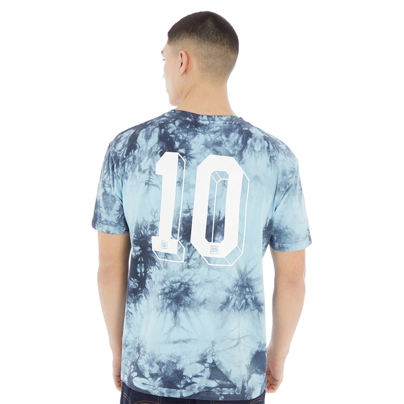 MEYBA Mens Cotton Tie Dye T-Shirt Navy/Sky