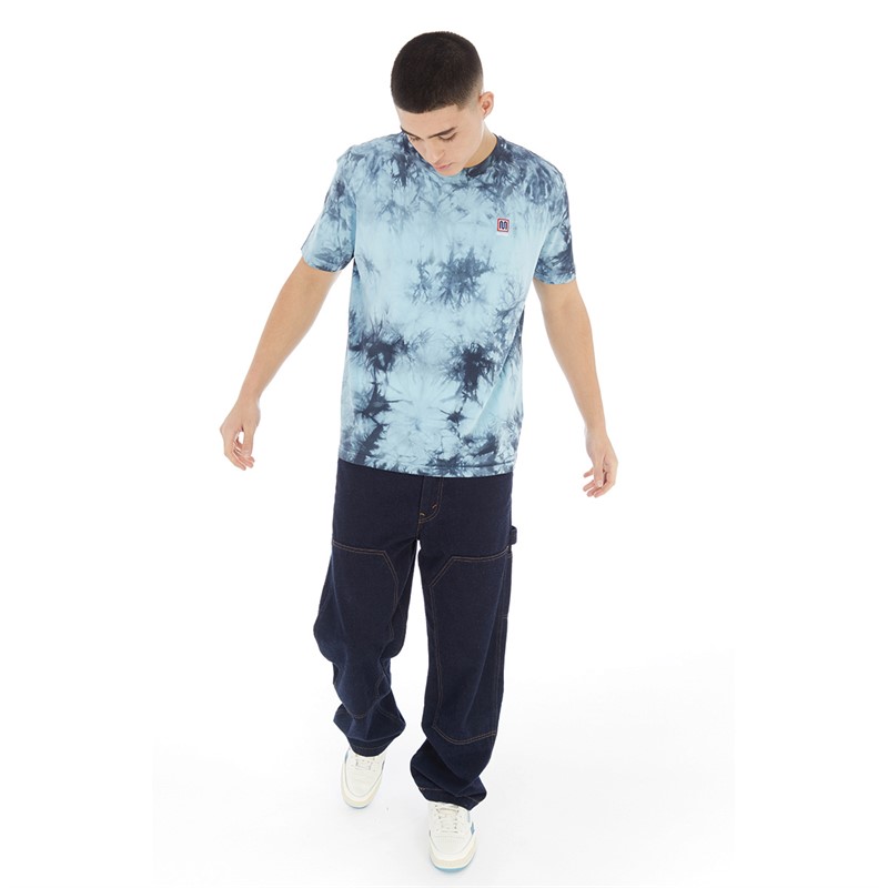 MEYBA Mens Cotton Tie Dye T-Shirt Navy/Sky