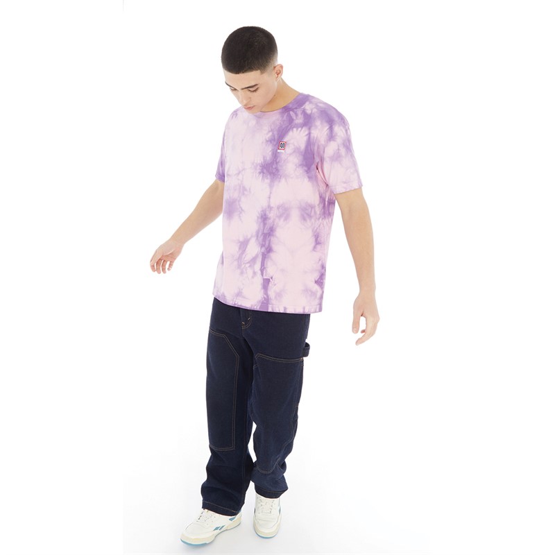 MEYBA Mens Cotton Tie Dye T-Shirt Purple/Pink