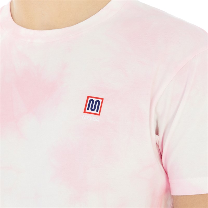 MEYBA Mens Cotton Tie Dye T-Shirt Pink/White
