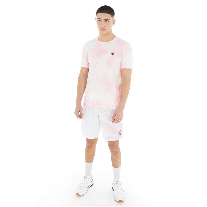 MEYBA Mens Cotton Tie Dye T-Shirt Pink/White
