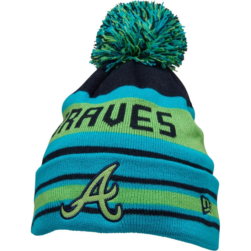 Buy New Era MLB Atlanta Braves Striped Knitted Bobble Hat Green/Multi