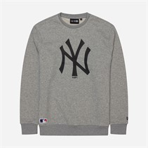 New Era Mens New York Yankees Sweatshirt Heather Grey/White