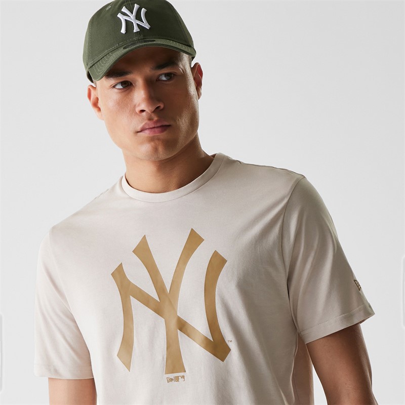 New Era Mens New York Yankees T-Shirt Stone White