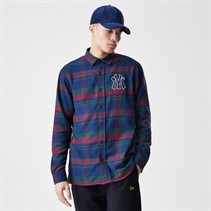 New Era Mens New York Yankees Check Shirt Navy