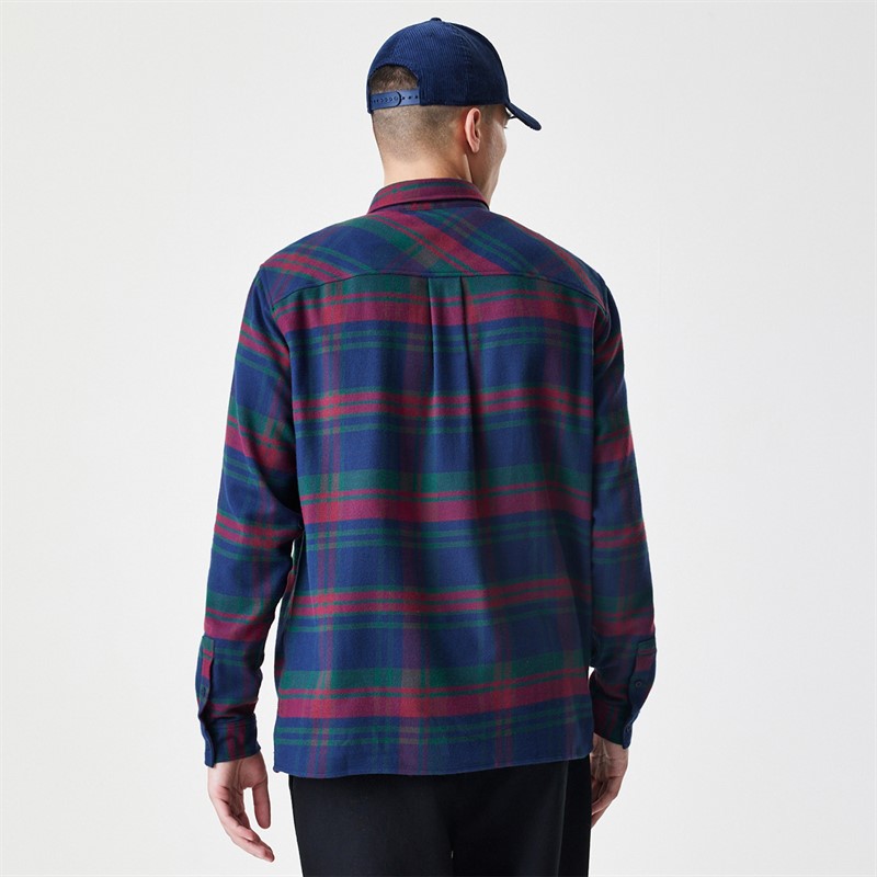 New Era Mens New York Yankees Check Shirt Navy