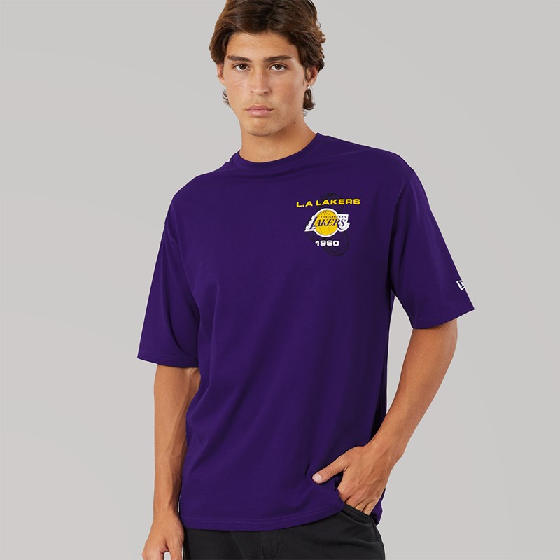 New Era Mens NBA Graphic Los Angeles Lakers T-Shirt Trp