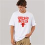 New Era Mens NBA Script Graphic Chicago Bulls T-Shirt te Whi