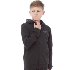 Ea7 Jongens Hoodie Met Ritssluiting Zwart ea7 kopen in de aanbieding