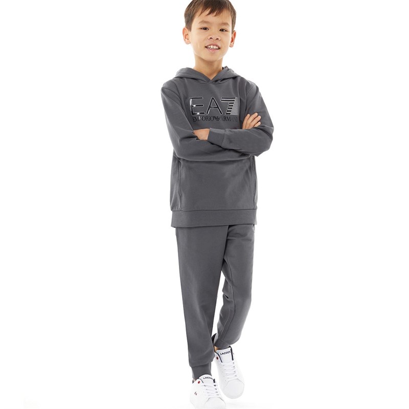 Buy EA7 Junior Emporio Armani Hoodie And Joggers Tracksuit Grey