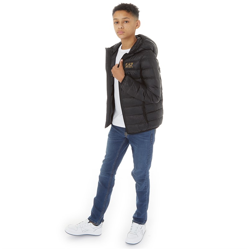 EA7 Boys Emporio Armani Light Jacket Black/Logo Gold