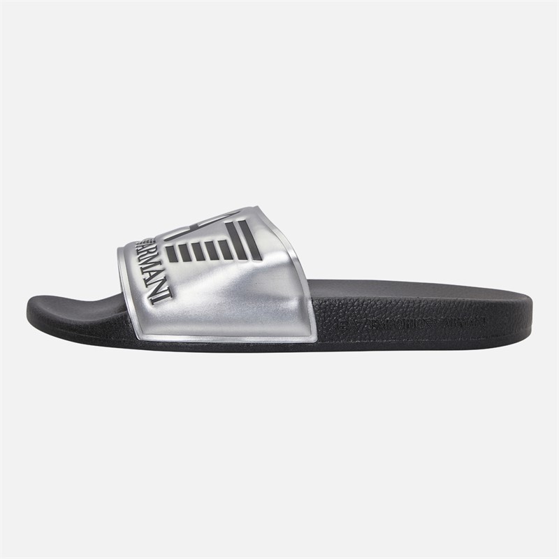 EA7 Sliders Shiny Silver/Black