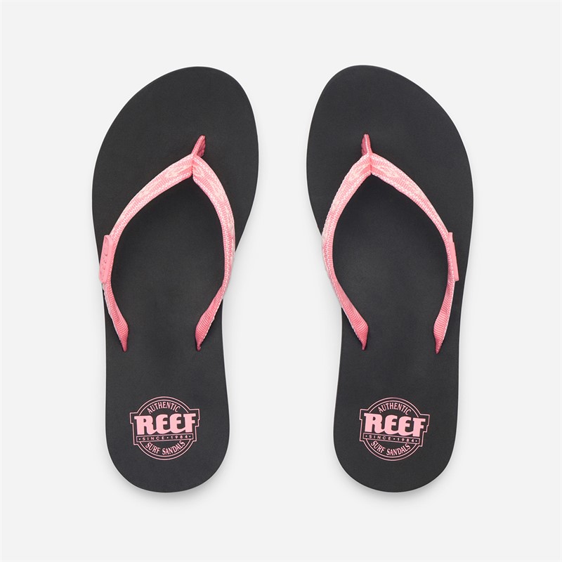 Reef Womens Ginger Slim Flip Flops Black/Pink