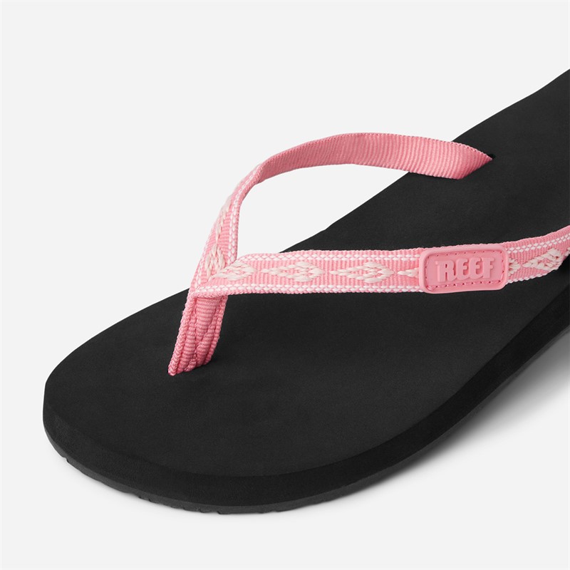 Reef Womens Ginger Slim Flip Flops Black/Pink