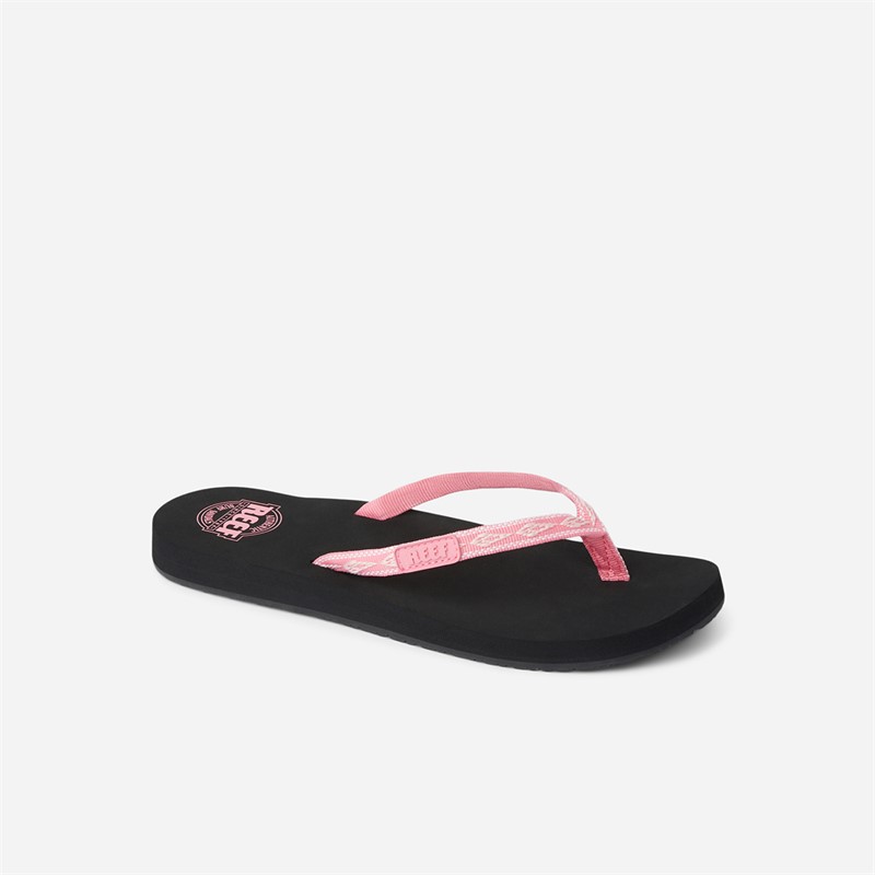 Reef Womens Ginger Slim Flip Flops Black/Pink