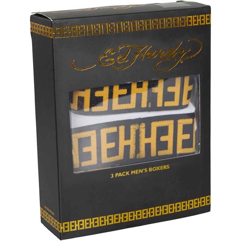 Ed Hardy Mens Pollo Three Pack Boxers Multi