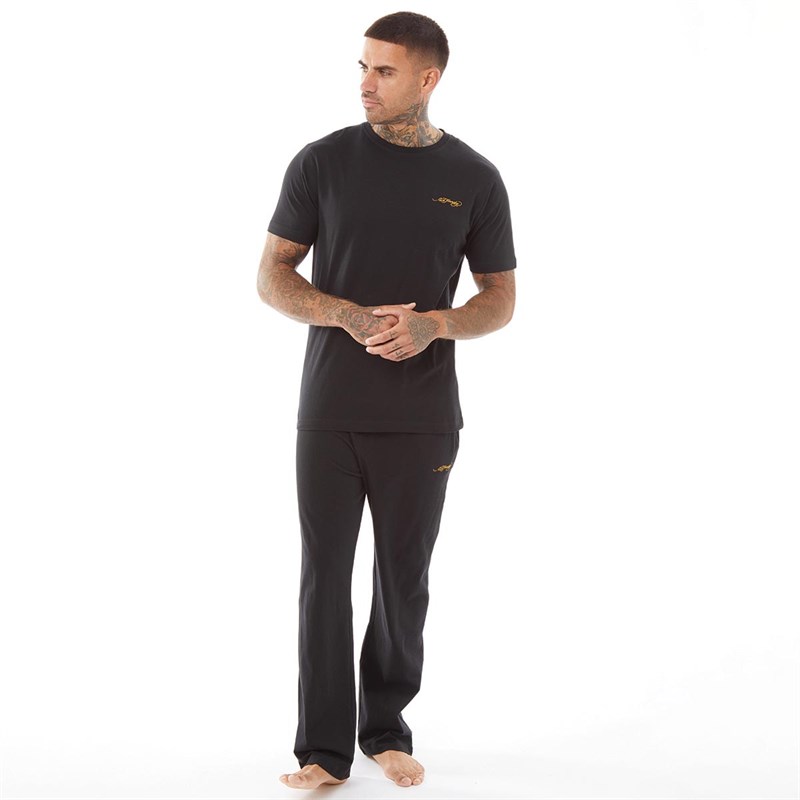 Ed Hardy Mens Soleri T-Shirt And Lounge Pants Set Black