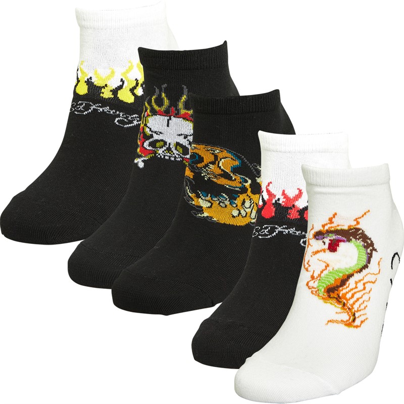 Ed Hardy Mens Vezina Ten Pack Trainer Liners Black