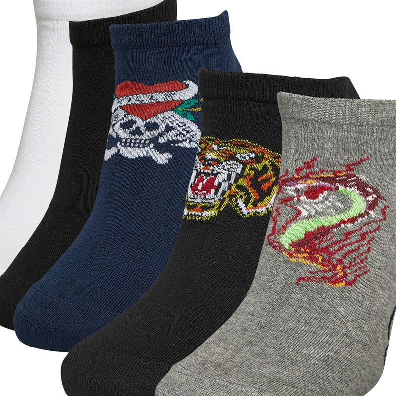 Ed Hardy Mens Conti Ten Pack Trainer Socks Black/White/Navy/Black/Grey Marl