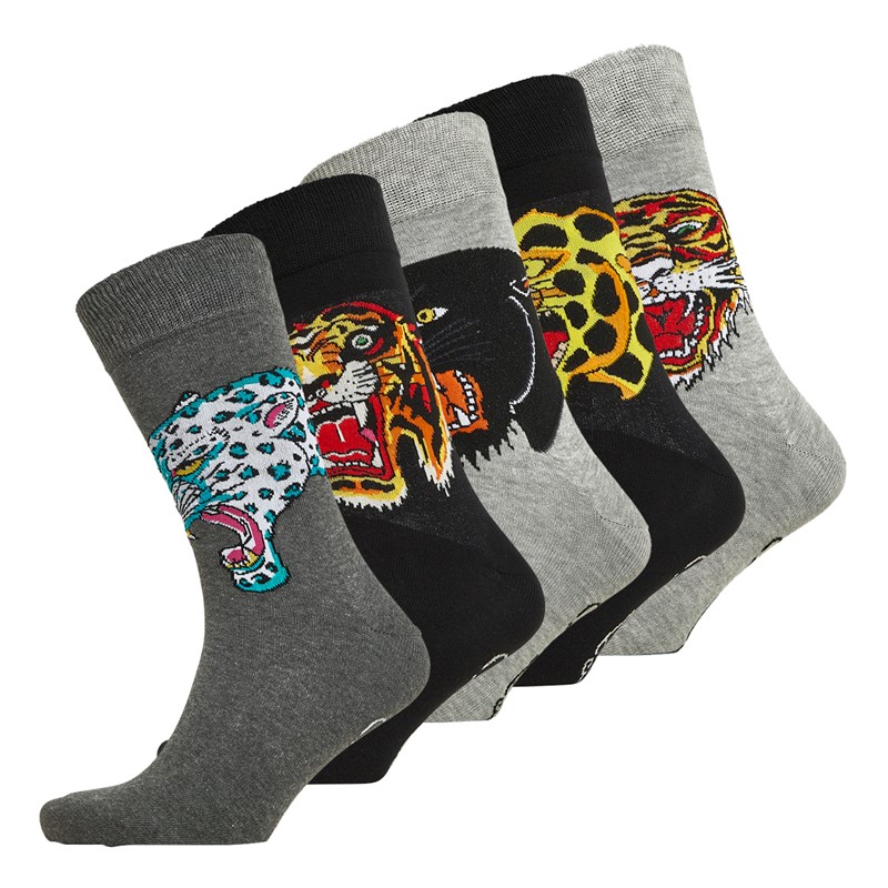 Ed Hardy Mens Voriz Five Pack Dress Socks Assorted