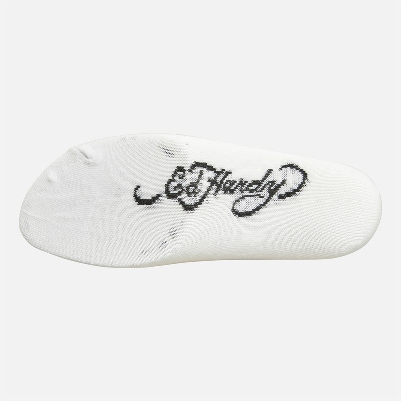 Ed Hardy Womens Mondo Three Pack Trainer Liner Socks A White