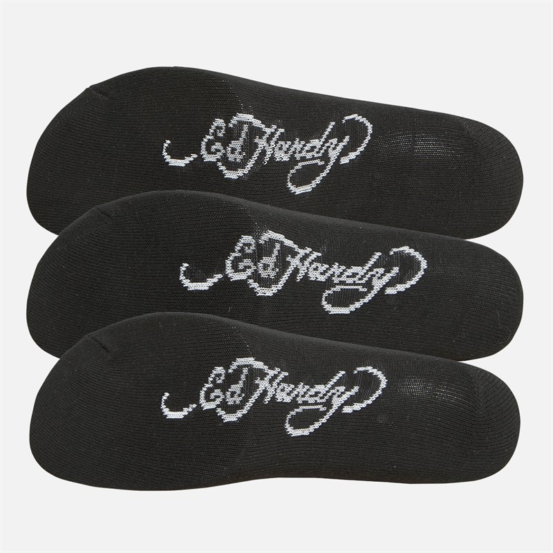 Ed Hardy Womens Fantasia Three Pack Dress Socks A Black