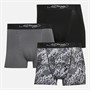 Ed Hardy Mens Diagono Three Pack Boxer Shorts Black AOP/Steel Grey/Black