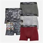 Ed Hardy Mens Gabor Five Pack Boxers Black AOP/Grey Marl/Black AOP/Burgundy/Charcoal Marl