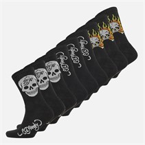 Ed Hardy Mens Nimolo Nine Pack Crew Socks Black