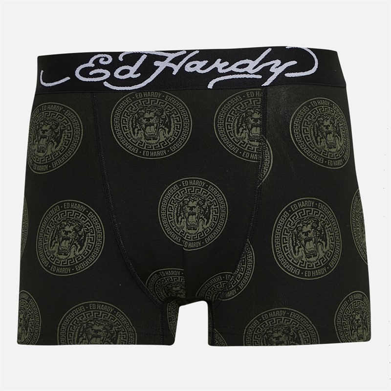 Ed Hardy Mens Baide Five Pack Boxers Stone/Black Aop/Black Aop/Charcoal Marl/Black