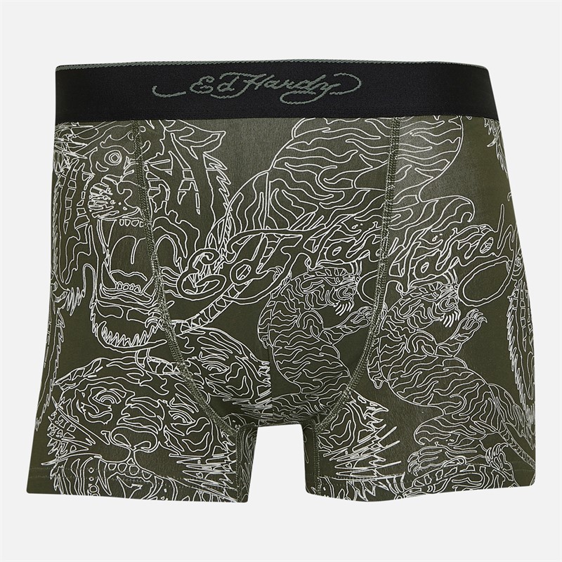 Ed Hardy Mens Harkness Five Pack Boxers Khaki/Khaki Aop/Charcoal Marl/Camo Aop/Black
