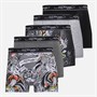 Ed Hardy Mens Harrop Five Pack Boxer Shorts Black AOP/Grey Marl/Black/White AOP/Charcoal Marl Black Aop,Grey Marl,Black,White Aop,Charcoal Marl