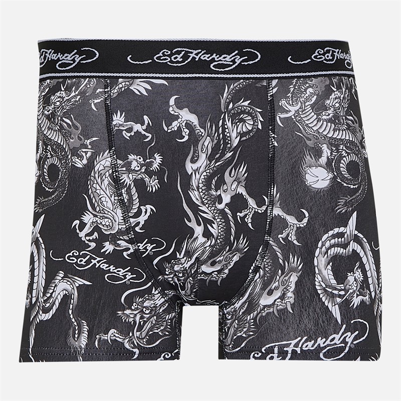 Ed Hardy Mens Daxin Five Pack Boxers Black/Charcoal/Grey