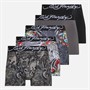 Ed Hardy Mens Aravos Five Pack Boxers White Aop/Black Aop/Black/Coal