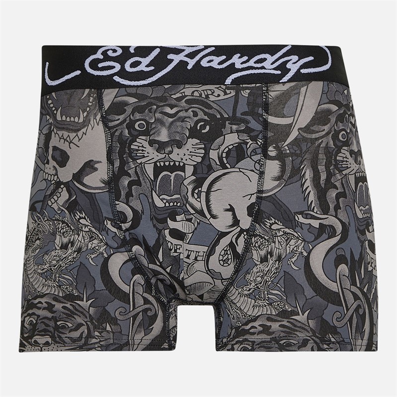 Ed Hardy Mens Aravos Five Pack Boxers White Aop/Black Aop/Black/Coal