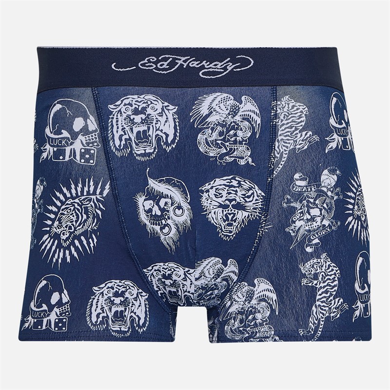 Ed Hardy Mens Lonty Five Pack Boxers Grey Marl/Navy/Charcoal