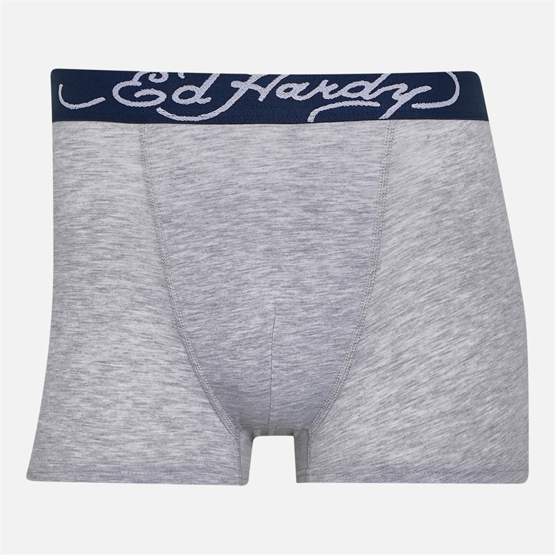 Ed Hardy Mens Lancel Three Pack Boxer Shorts Navy AOP/Grey