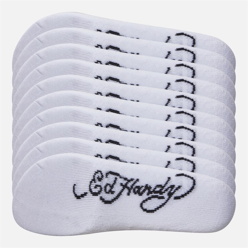Ed Hardy Mens Alderanten Ten Pack Crew Socks White