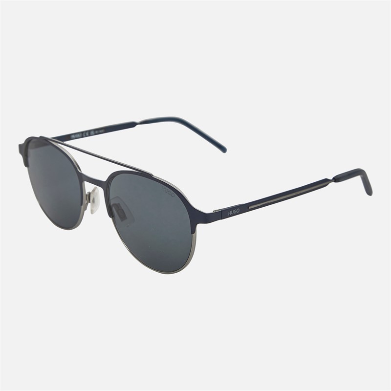 HUGO Mens Sunglasses Matte Blue Ruthenium