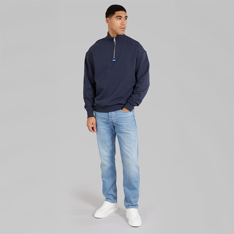 HUGO Herren Neeler Half Zip Sweatshirt Navy